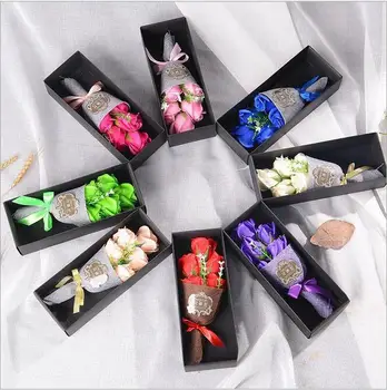 

1Set Bath Soap Rose Flower Bouquet+Greeting Card Holding Flower For Mother's Day/Wedding/Birthday/Valentine's Day Gift