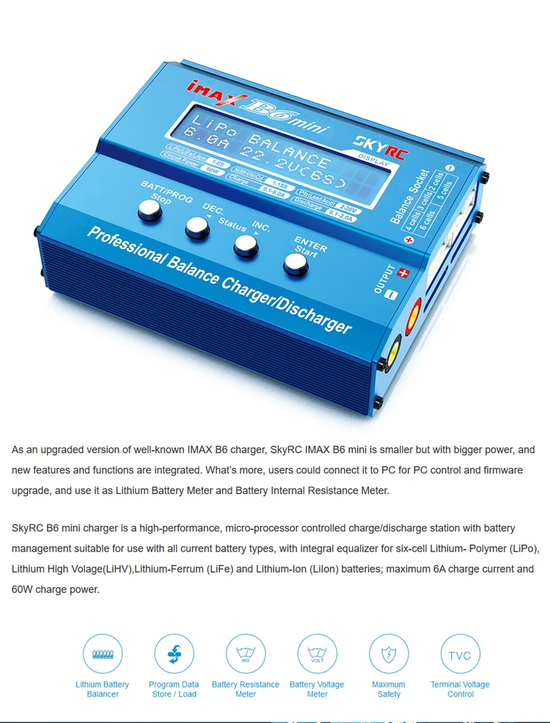 SKYRC Imax B6 Мини Профессиональный аккумулятор баланс зарядное устройство Dis зарядное устройство Многофункциональный для RC вертолет Дрон зарядка