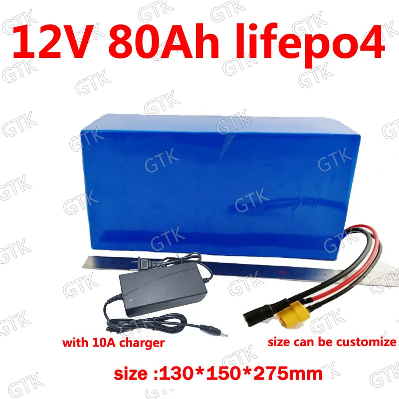 ГТК lifepo4 12v 80ah литиевая батарея 100Ah BMS 4S 12,8 V для LCTV освещение Инвертор солнечной энергии для хранения инструментов+ 10A зарядное устройство