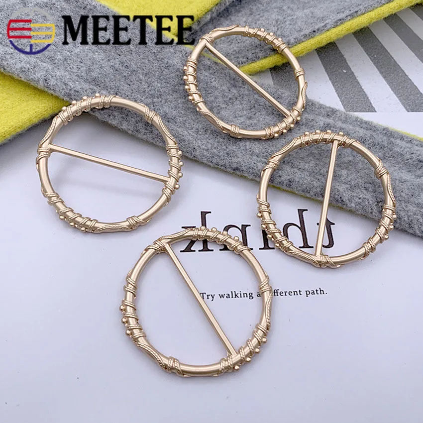 

Meetee Round Tri-glides Metal Belt Buckle For Coat Windbreaker Metal Button Adjuster Decorative Buckles DIY Garment Accessories