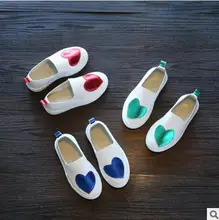 Primavera Outono Meninas Calçam Sapatos de Princesa Botas Curtas Martin Botas Bebê Crianças Sapatos Esporte Tênis de Couro Branco Pequeno Coração