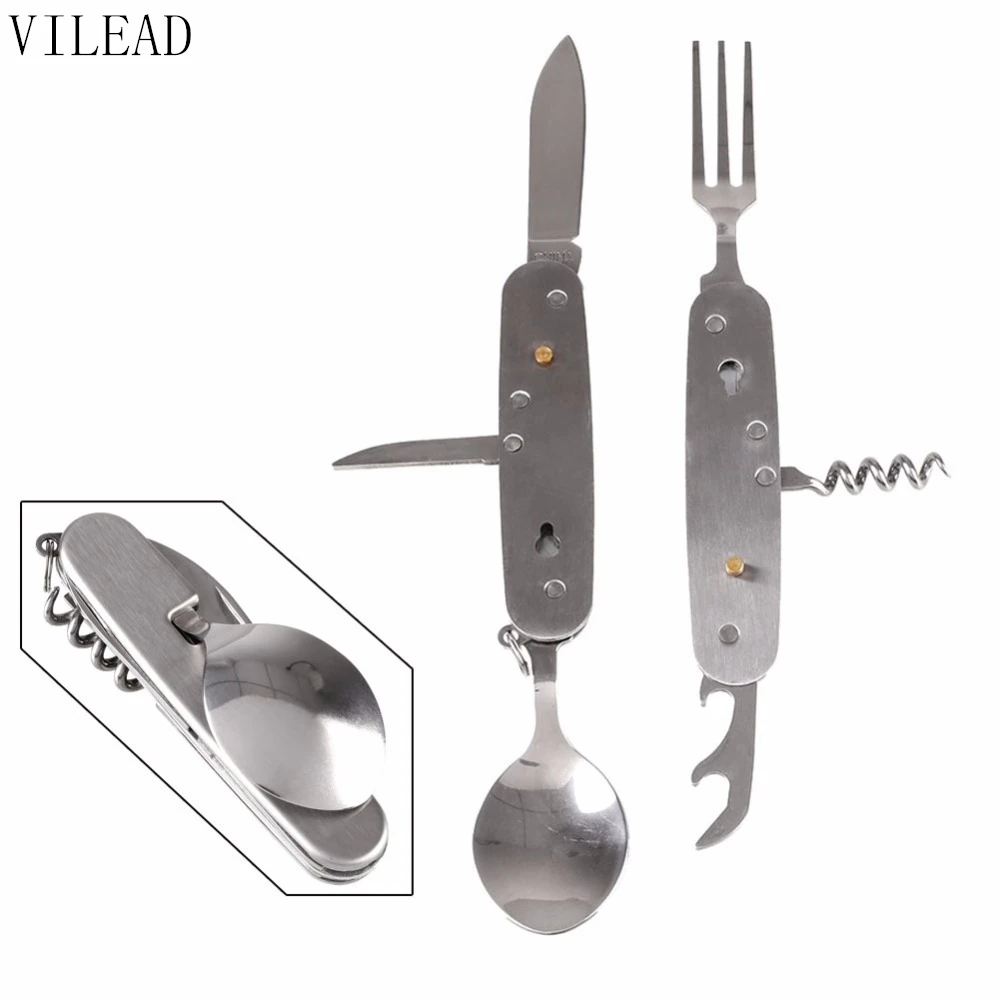 VILEAD 6 функций в 1 Многофункциональная портативная посуда для пикника из