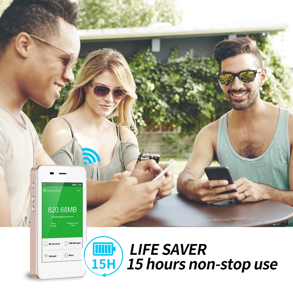  GlocalMe 4G WiFi Router Free Roaming Fast Network Portable Hotspot with Power Bank MiFi Dual Sim Ca
