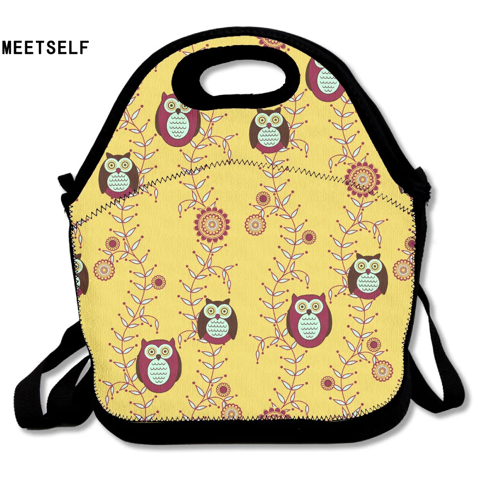 SAMCUSTOM 3D Print Cheery Owls Lunch Bags Insulated Waterproof Food