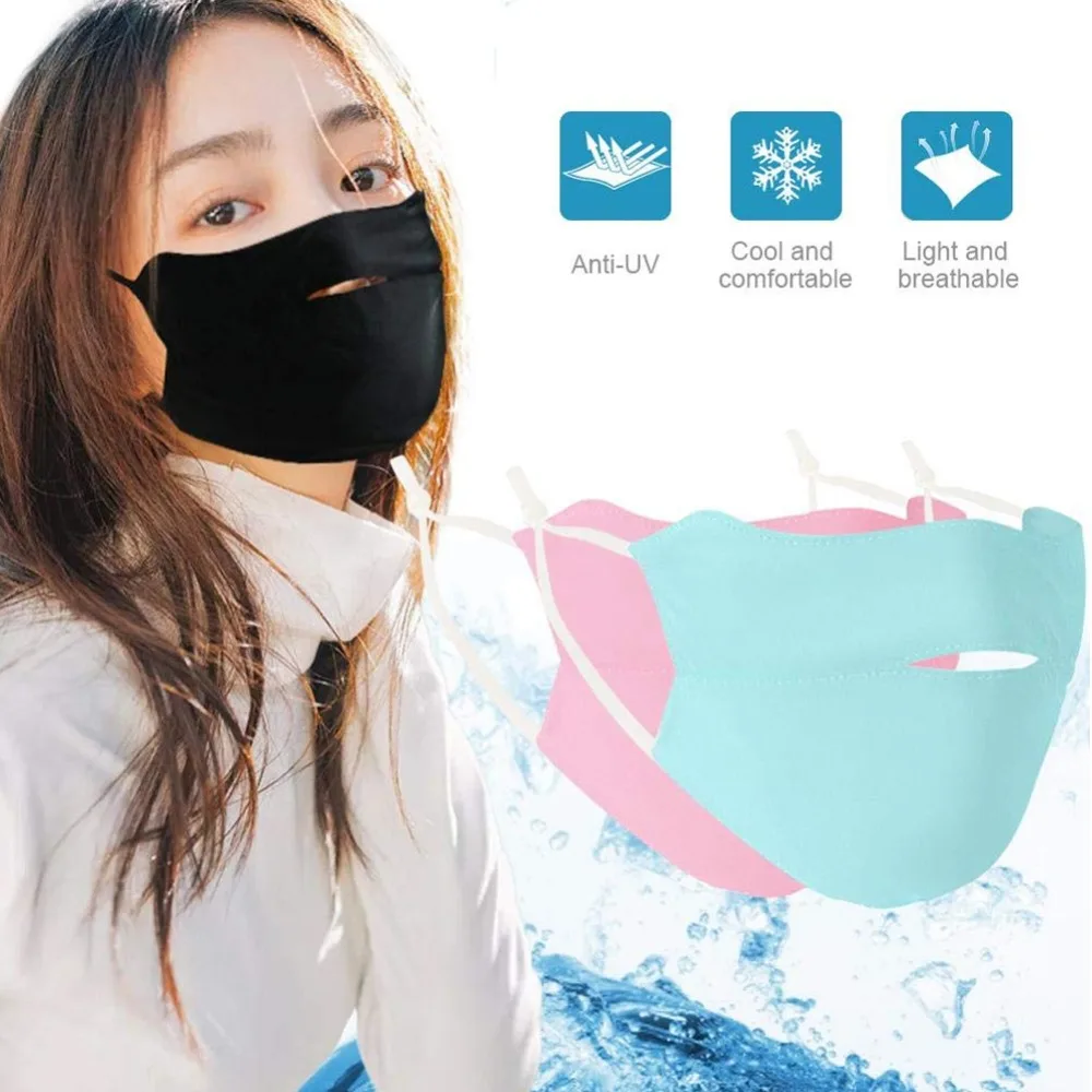 

Silk Ice Mouth Mask Face Unisex Sun UV Protection Face Masks Washabke Breathable Anti Dust Covers Fit For Personal Health Care