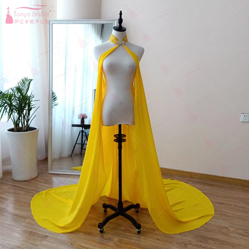 Black Chiffon Cape Long Elegant Fashion High Neck Bolero Novia Boleros For The Wedding Jacket For Women Cheap Z901
