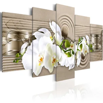 

Framed 5 Piece Picture Abstract flower series Canvas Art Print Oil Painting Wall Pictures for Living Room Paintings/PJMT-1