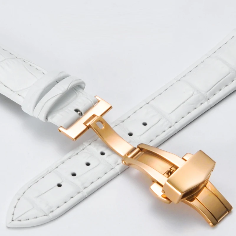 Genuine Leather Watchbands 12 14 16 17 18 19 20 mm Universal Watch Steel Butterfly clasp 3
