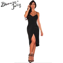 Blooming Jelly Adjustable Spaghetti Strap V Neck Sexy Club font b Dress b font 2016 Wrap