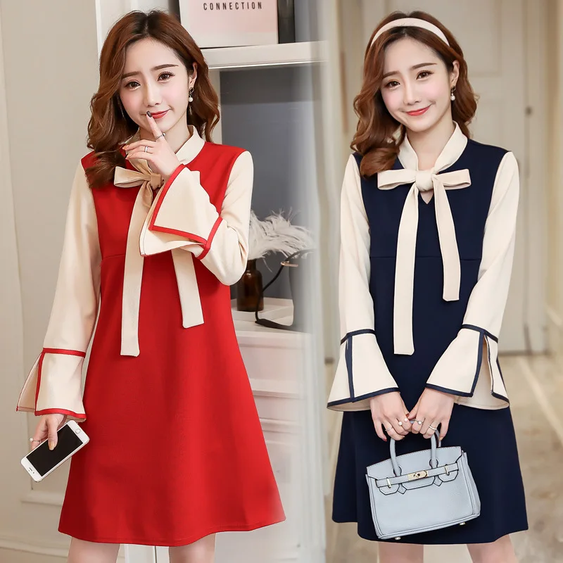 

Auttumn Maternity Party Dress Clothes for Pregnant Women Long Sleeve Maternity Nursing Dress for Pregnancy Breastfeeding Outfits