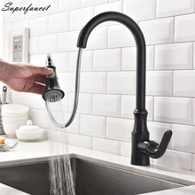 Superfaucet Кухонный Кран Pull Out, Вытащить Кран, Раковина Смеситель, Краны для Раковины Одной Ручкой одно Отверстие HG-6526