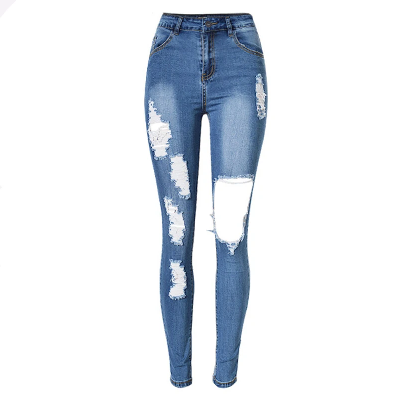 High Elasticity Sexy Woman Distressed Jeans Plus Size -7712