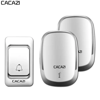 

CACAZI Wireless Doorbell Waterproof 1 2 Transmitter 1 2 3 Receiver US EU UK Plug AC Battery Home Wireless Call Ring Bell Chime