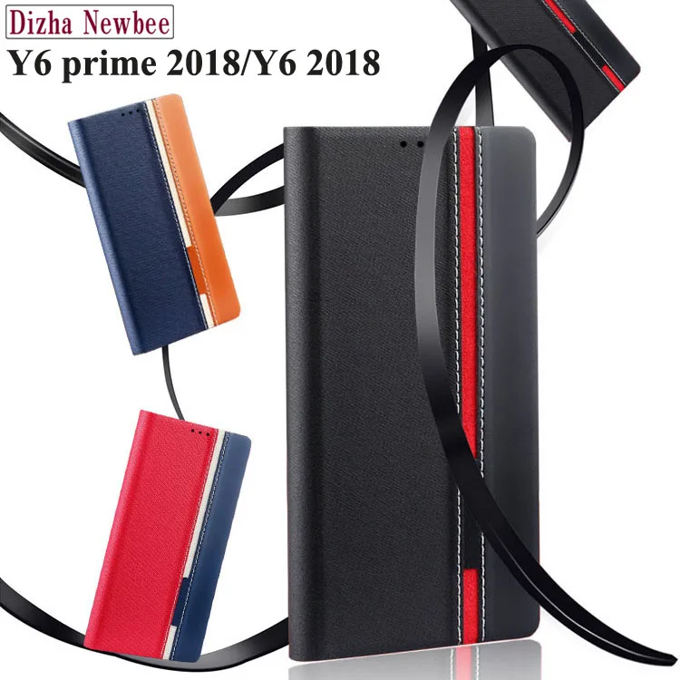 Чехол huawei y6 prime 2018 Роскошный кожаный флип чехол для чехлы с держателем