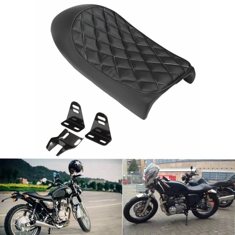 Алмазное черное седло Кафе Racer для мотоцикла Suzuki GS Yamaha Honda CB200 CB350 CB400SS CB500 CG125 SR400 SR XJ