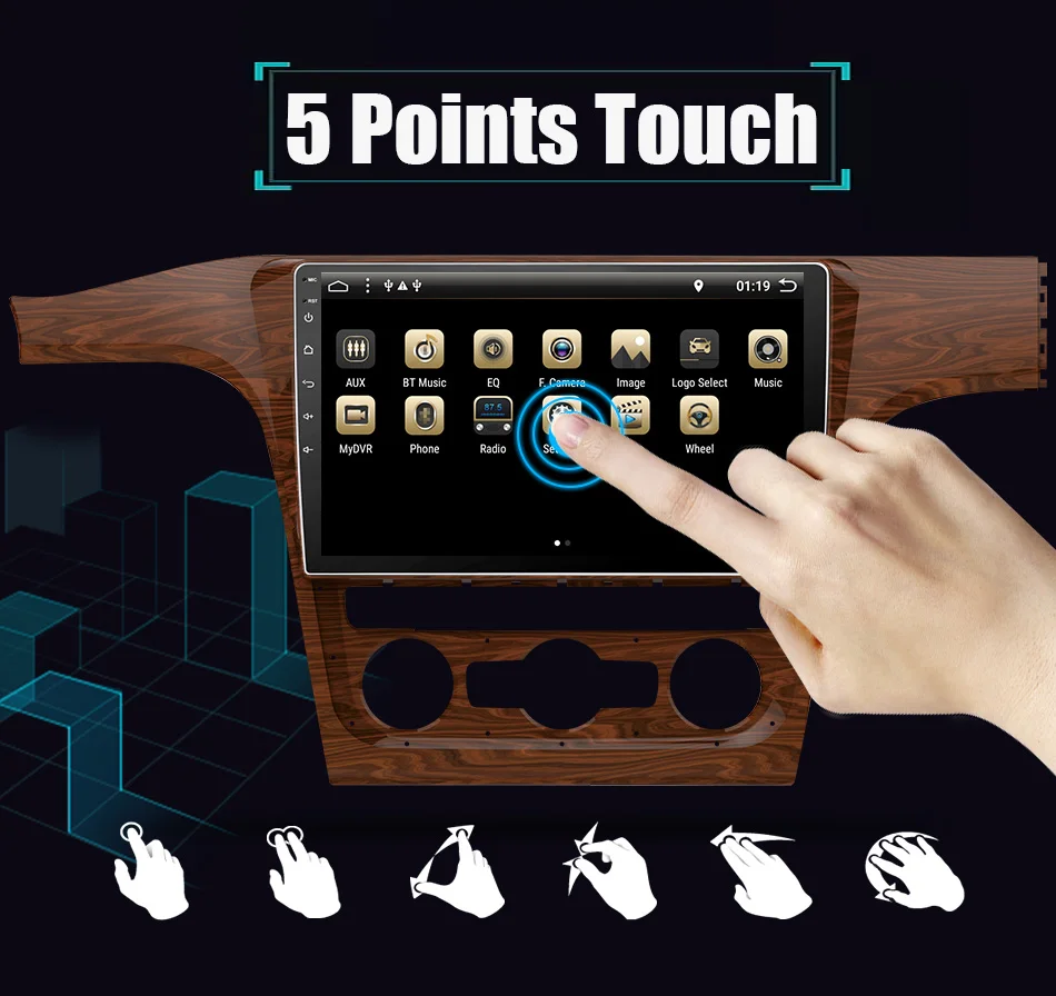 Best Eunavi Android 8.1 Octa-core 10.1 inch Car Radio HeadUnit GPS Navi Player for  VW Volkswagen Touran 2016 With SWC WIFI 2G+32G 6