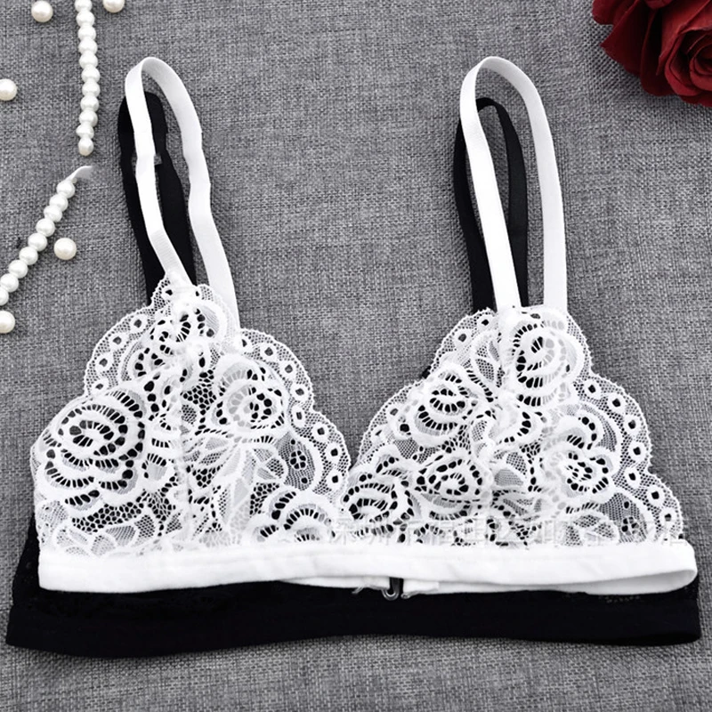 

Deruilady Ultra Thin Bra One-piece Transparent Lace Bralette Wire Free Unlined Sexy Lingerie Lace Bras for Women Underwear Bras