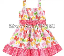 Дети довольно цветы платье девочка в лето один частей платье малыш хлопок дутый орнамент платье 1 шт. XK1963