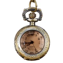 Relogio de bolso bronce antiguo de la vendimia reloj de bolsillo de Steampunk del cuarzo telaraña Hollow mujeres hombres colgante collar de cadena regalos