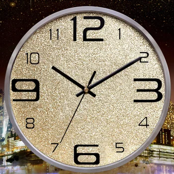 

12" modern circular quartz needle single living room wall clock with abstract sparkle dial Brief quartz clocks