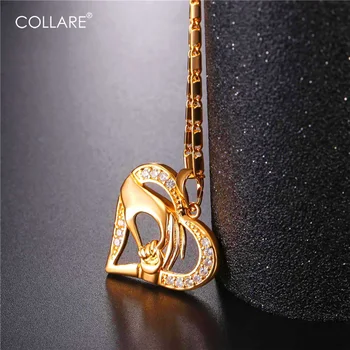 

Collare Mother And Child Hands Pendant Mom Hold Baby's Hand Gold/Silver Color Crystal Heart Necklace Women Mother's Gift P808