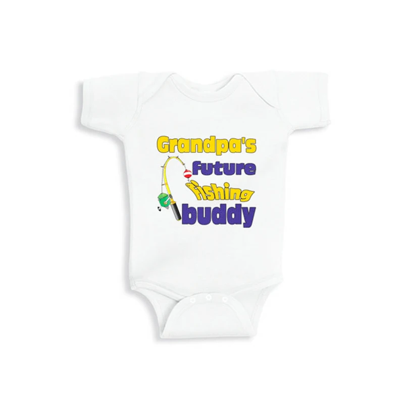 Culbutomind Grandpas future fishing buddy персонализированный Детский боди Белый с коротким