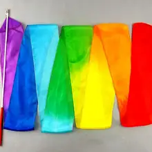 3 шт./лот для гимнастики ритмики Цвета Радуги Шелковые растяжки с палкой танцевальные растяжки 200 см/300 см/400 см