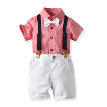 

Children Clothing Fashion Boys Clothes Pink Shirt White Short Pants Outfit Kids Clothes Boys Suit For Toddler Clothing Sets