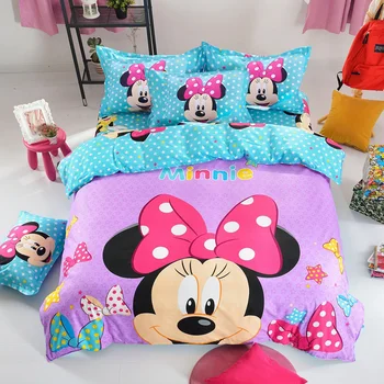 

Disney Minnie Mouse Bedding Set pink Duvet Cover sheet Set for Children Bedroom Decor 4pcs