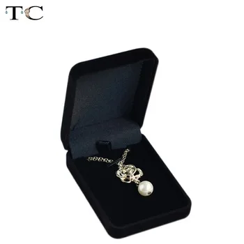 Black Velvet Box High Quality Square Jewelry Box For Pendant & Necklace Jewelry Gift Boxes Packaging 12pcs/lot