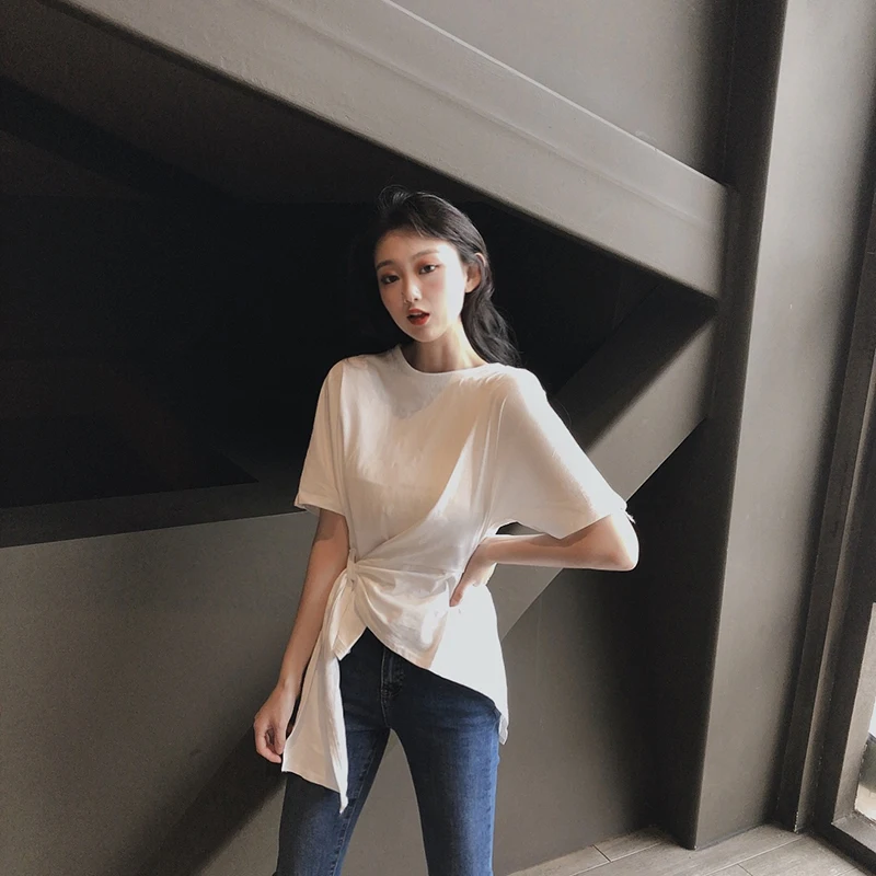 2019 الصيف بلون الدانتيل تي شيرتات قصيرة الاكمام جديد هونغ كونغ نمط الكورية شيك ضئيلة تي شيرت أزياء مكتب سيدة تيز قمم 2019 الصيف بلون الدانتيل تي شيرتات قصيرة الاكمام جديد هونغ كونغ نمط الكورية شيك ضئيلة تي شيرت أزياء مكتب سيدة تيز قمم