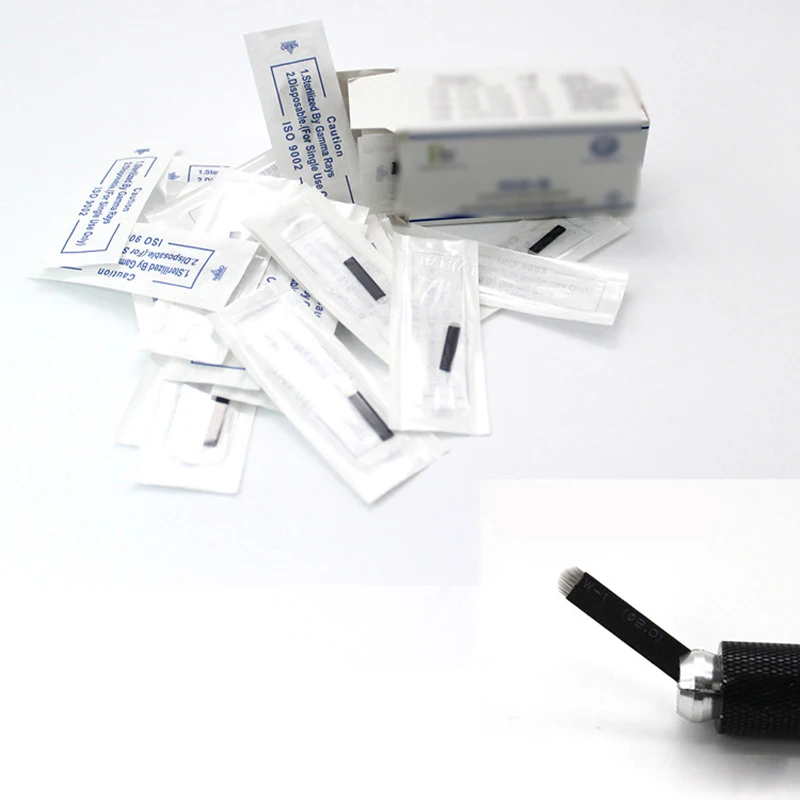 

100pcs Black U Shape 18 pins Blades Microblading Needles For Permanent Makeup Microblading Eyebrow and Lips Embroidery Pen