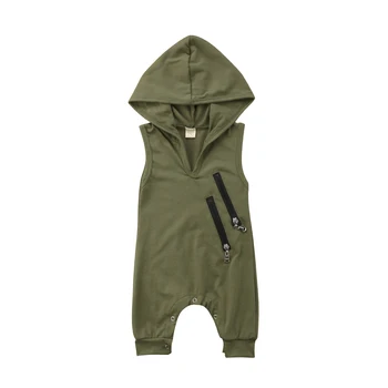 

Sleeveless Toddler Baby Boys Girls Hooded Romper Zipper V neck Jumpsuit Outfit Clothes 0-24M