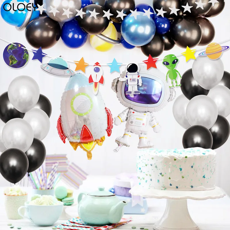 

Outer Space Party Astronaut Rocket Ship Foil Balloons Galaxy/Solar System Theme Party Boy Kids Birthday Party Decoration Favors
