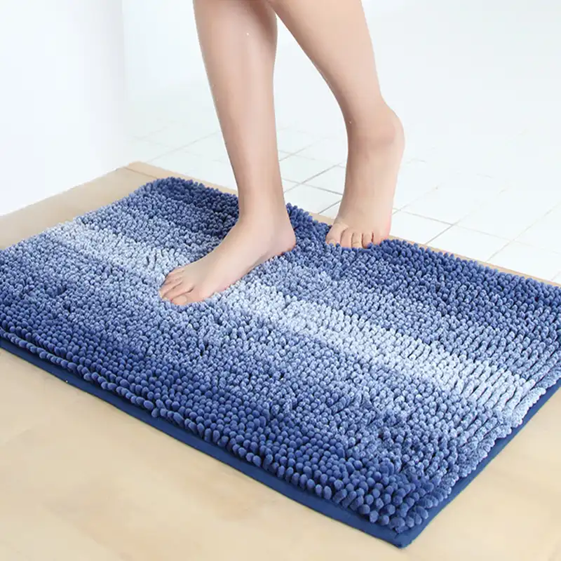 Honlaker New Chenille Striped Gradient Bathroom Non Slip Mat Super