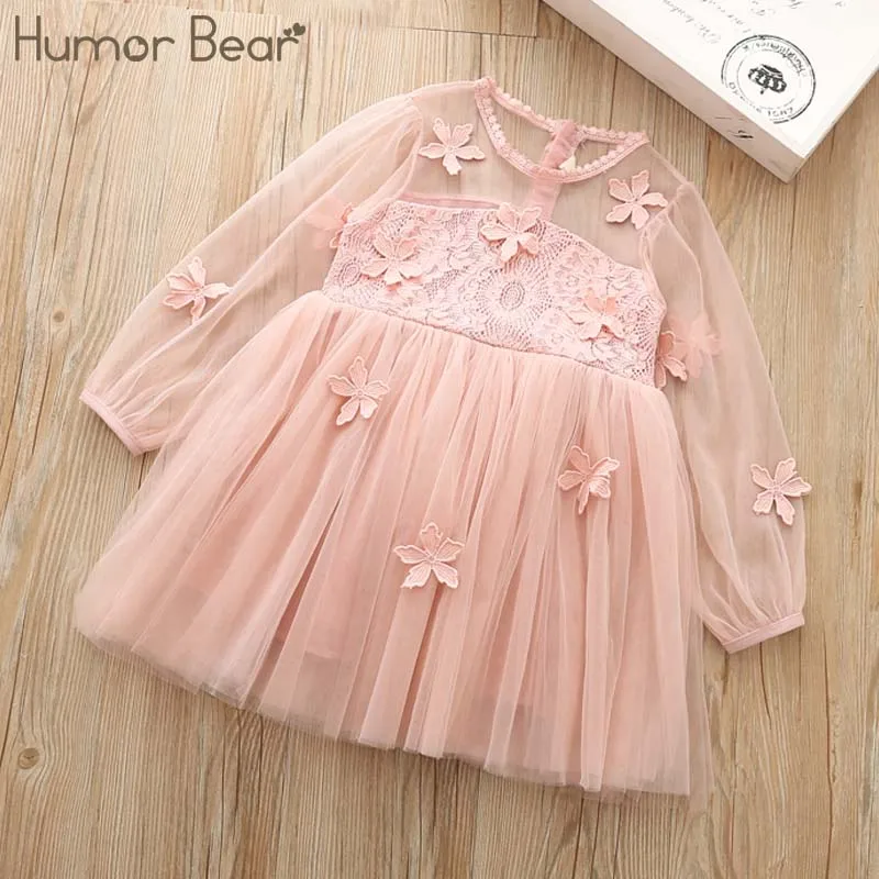 Humor Bear/Новинка г.; платье принцессы; дизайнерская детская одежда с газовыми лепестками; одежда для детей; праздничное платье для девочек; платье для малышей - Цвет: pink 960