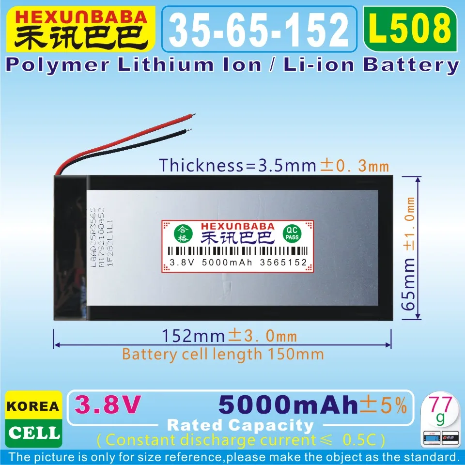 

[F001] 3.85V,3.8V,3.7V 5000mAh [3558135] NTC; Polymer lithium ion / Li-ion battery for tablet pc,power bank,e-book;CELL PHONE