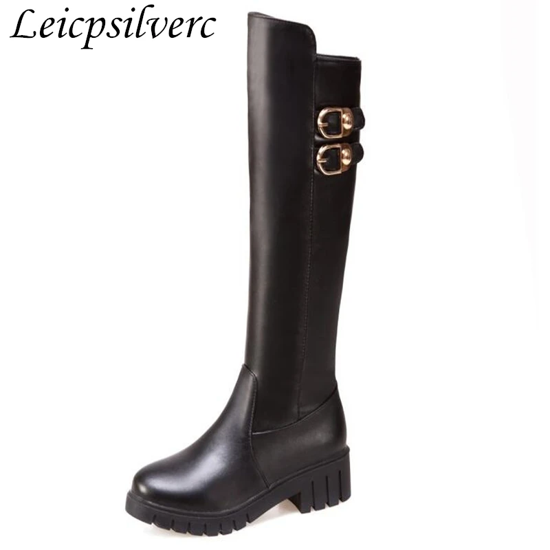 Boots women autumn high boots flat bottom thick bottom Martin boots white pu leather boots new autumn winter women's shoes