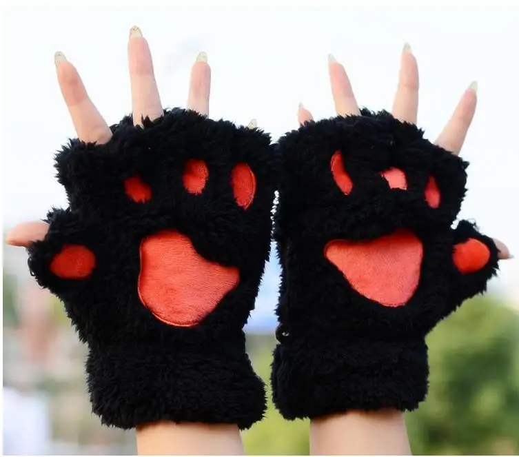 

Autumn and Winter Thick Warm Gloves Half Finger Cute Ladies Student Fashion Keyboard Cat Claw Gloves