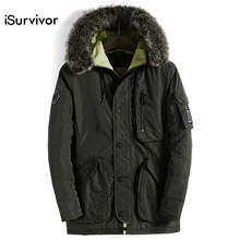 ISurvivor для мужчин зима с капюшоном толстые молнии хлопковые куртки пальто для будущих мам мужские парки повседневное мода Slim Fit Большой