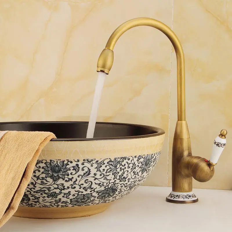 Kitchen Hot Cold Water Faucet Antique Copper Faucet Inlet And Outlet Pipe Diameter 8mm Seated Dual Mode Kitchen Faucet 60125F Kitchen Hot Cold Water Faucet Antique Copper Faucet Inlet And Outlet Pipe Diameter 8mm Seated Dual Mode Kitchen Faucet 60125F