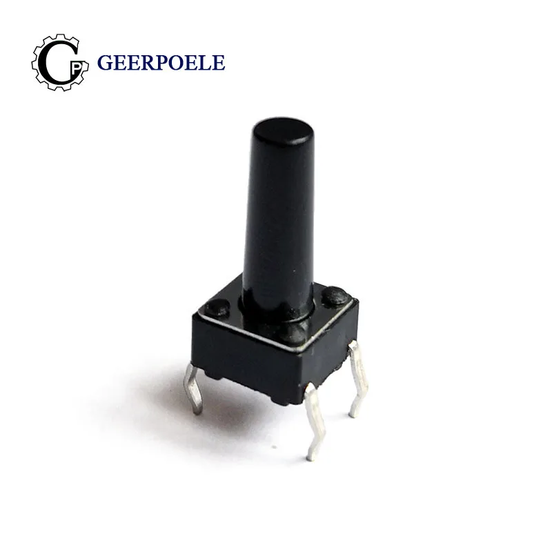 

50,100 pcs/lot 6*6*13.0 mm 4 PIN Tactile Tact 12V Push Button Switch Direct Plug-in Self-Reset Top Interruptor Micro