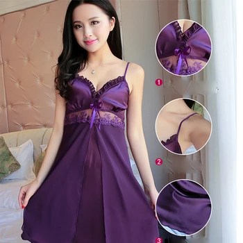 

Sexy Lingerie Women Silk Lace Sleeveless Dress Nightdress Nightgown Sleepwear Summer Clothes Sleeveless Strap Sleeping Dress