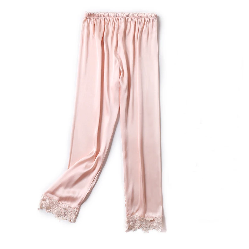 light pink BZEL пижамные штаны женские розовые брюки повседневные женские шелковые атласные Домашняя одежда кружевные пижамные штаны сексуальные женские длинные штаны для сна для женщин - Цвет: light pink