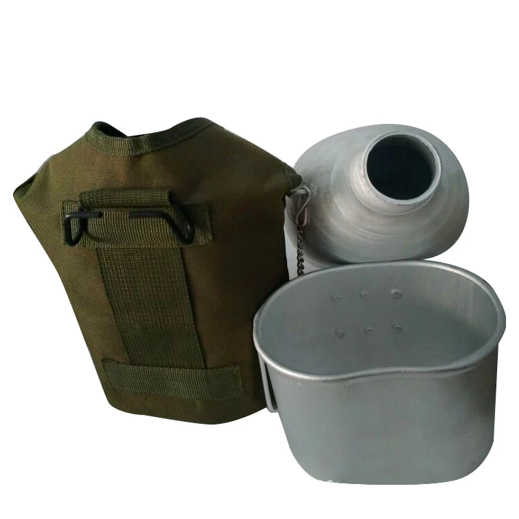 Открытый Спорт Военная алюминиевая бутылка для воды столовая чайник+ армейский зеленый тканевый чехол Кемпинг Пикник путешествия