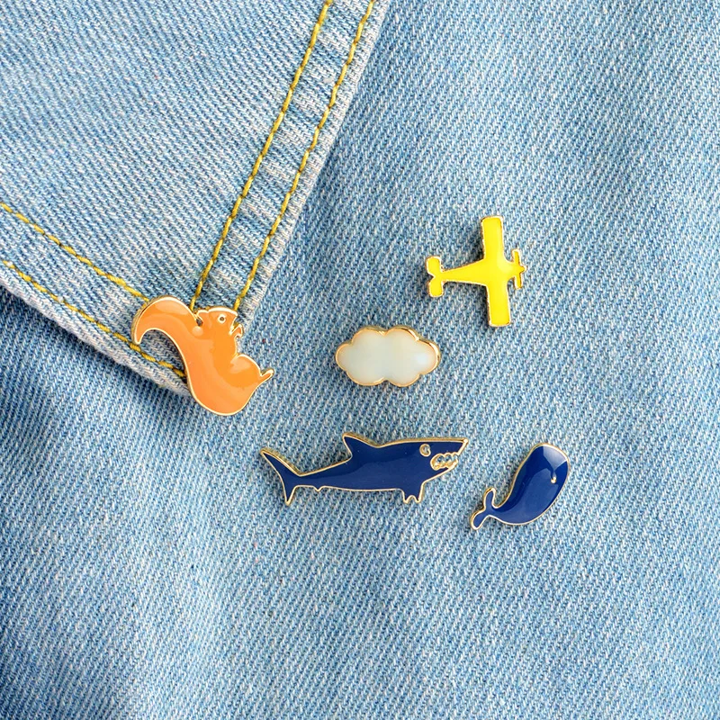 Us 0 92 23 Off Ename Lsquirrel Whale Plane Interesting Creative Lovely Pines Para Ropa Decoration Pin Badge Badge For Backpack Cartoon Xz970 To In