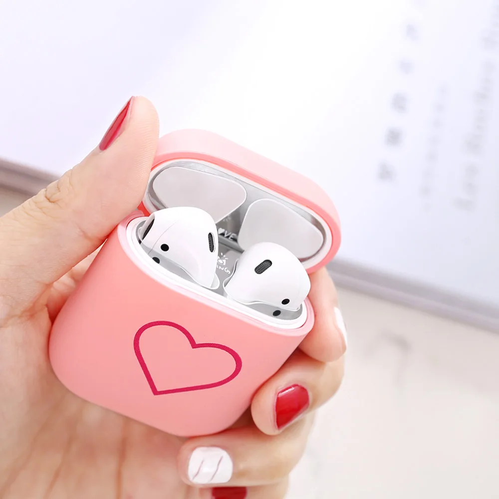 Матовые чехлы для наушников Apple Airpods ударопрочный чехол Air Pods 1 2 розовый