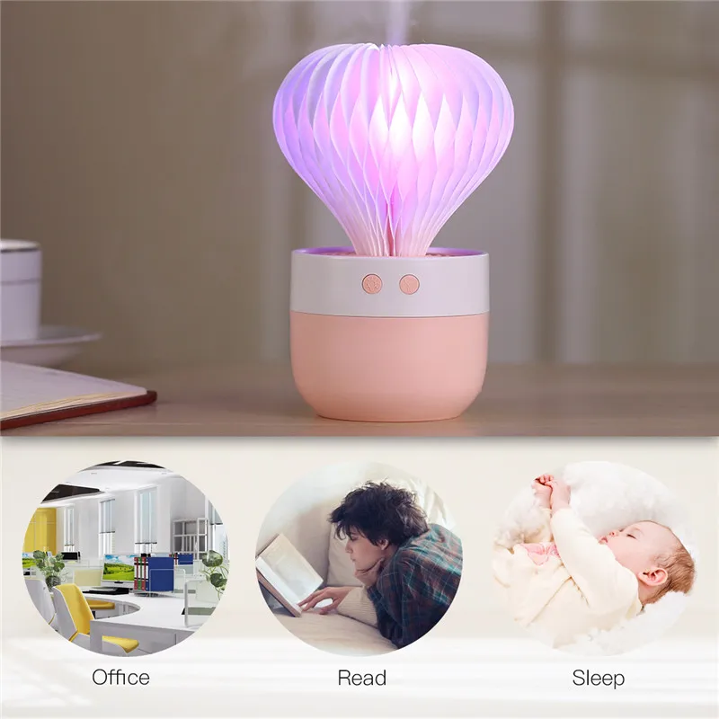 

Mini USB Ball Cactus Air Humidifier Silent Desk Humidifiers Diffuser Mist Maker Fogger With 7 Colors Changing LED Night Light