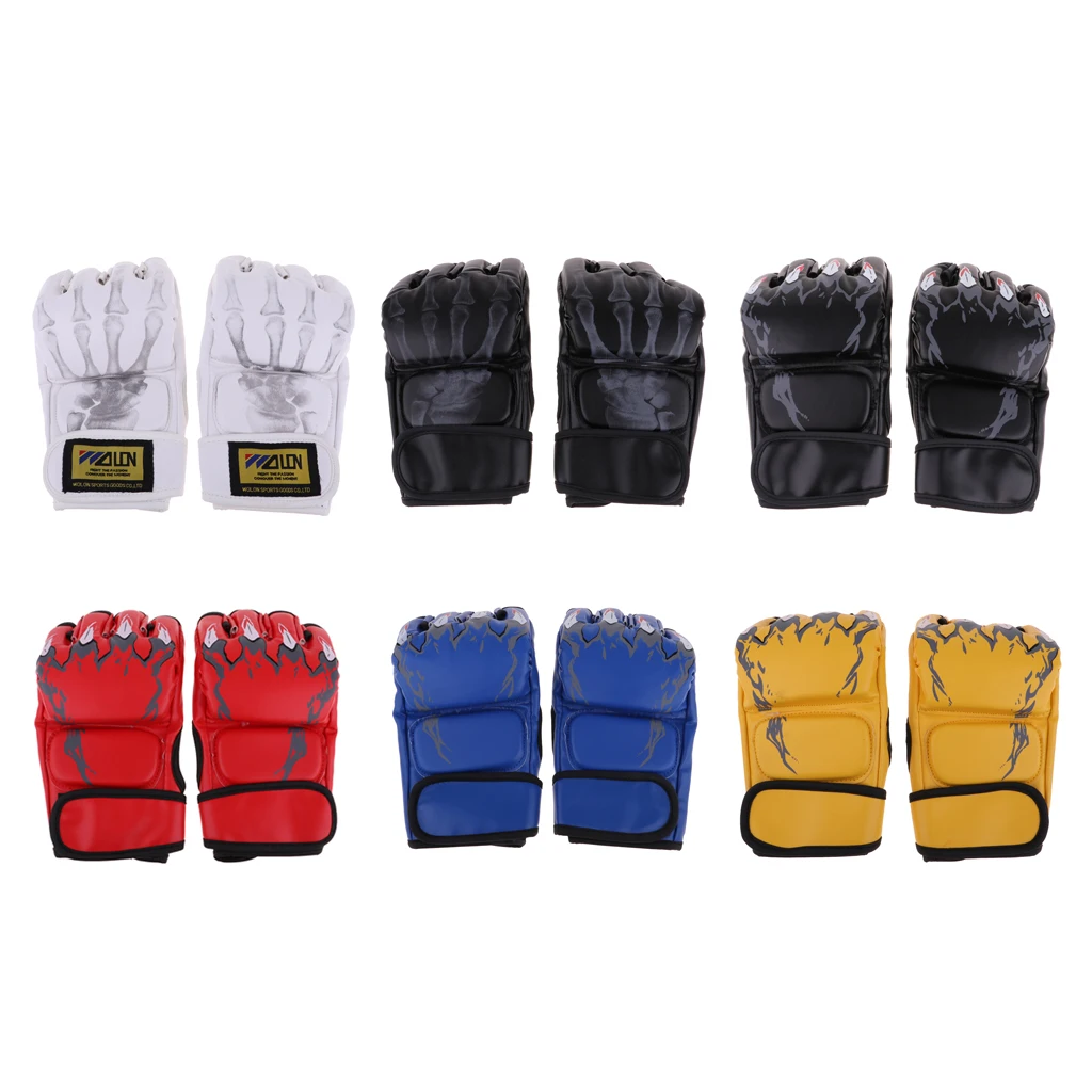 

Half Finger Boxing Gloves MMA Sparring Grappling Fight Punch Ultimate Mitts Boxing Fighting Punch Bag Fingerless Mitts