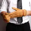 Guantes de invierno para hombre, guantes de conducción de abrigo con pantalla táctil, mezcla de piel de ante, guantes con muñequeras de punto, recién llegadas, GSM060 ► Foto 2/6
